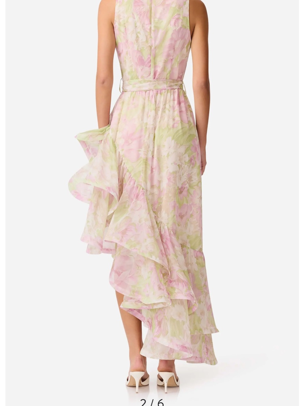 🌸 Elliatt Lacinda Floral Ruffle Tie Waist Asymmetric Gown – Size M 🌸 - Picture 3 of 8